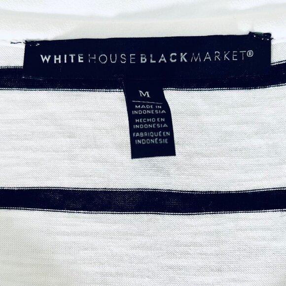 White House Black Market V-neck short sleeve striped tee in Black/White (M) - Picture 8 of 10